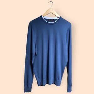 G/FORE Merino Wool Blend Crewneck Jumper Knit Sweater Slate Blue Luxury MENS M